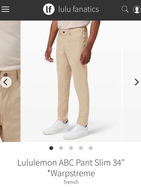 Lululemon ABC Pant Slim 34" *Warpstreme Size 33
